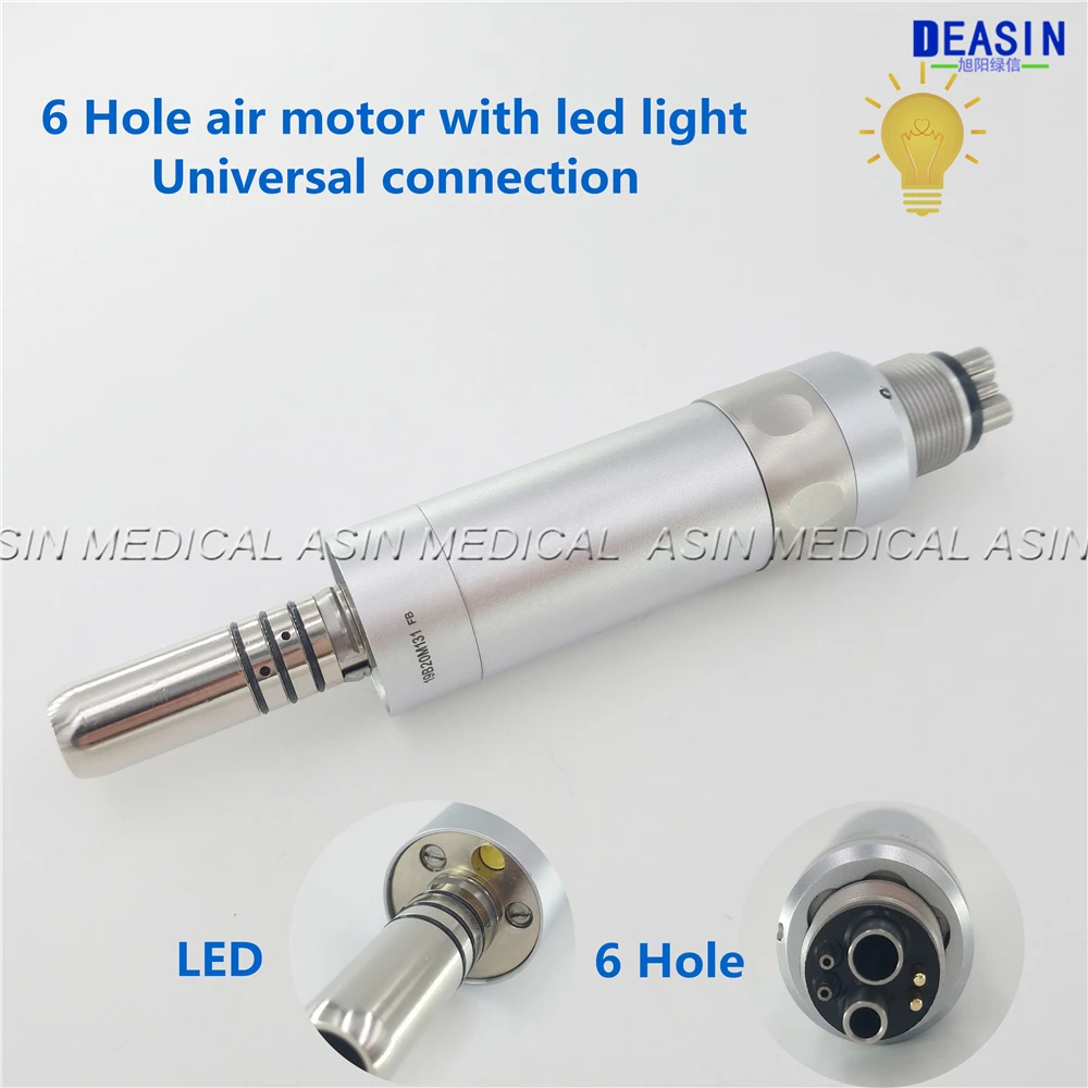  high quality 6 hole dental low speed air motor handpiece with led light inner water spray - 33012030532