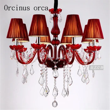 

European luxury wedding color red candle crystal chandelier living room dining room bedroom chandeliers Postage free