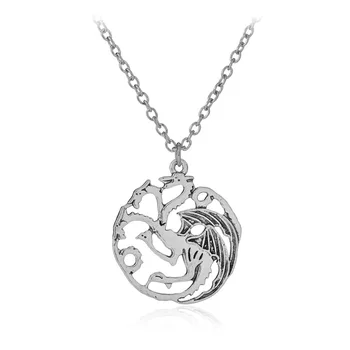 

Wholesale 24pcs/lot Movie Song Of Ice And Fire Game Of Thrones Targaryen Dragon Necklace For Men's Gifts