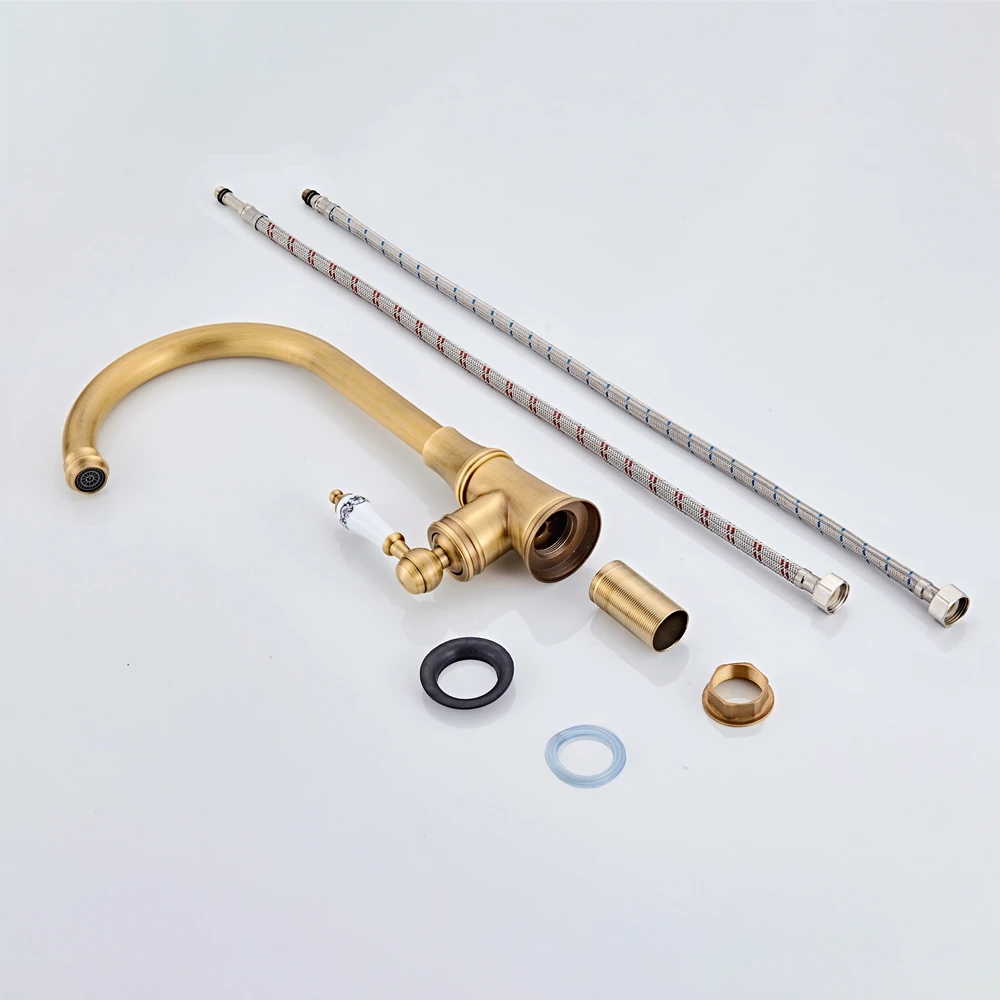 Kitchen Faucet Antique Brushed Porcelain Handle Faucet Hot Cold Mixer Basin Tap Luxury Faucet 360 Swivel CF-9098F Kitchen Faucet Antique Brushed Porcelain Handle Faucet Hot Cold Mixer Basin Tap Luxury Faucet 360 Swivel CF-9098F
