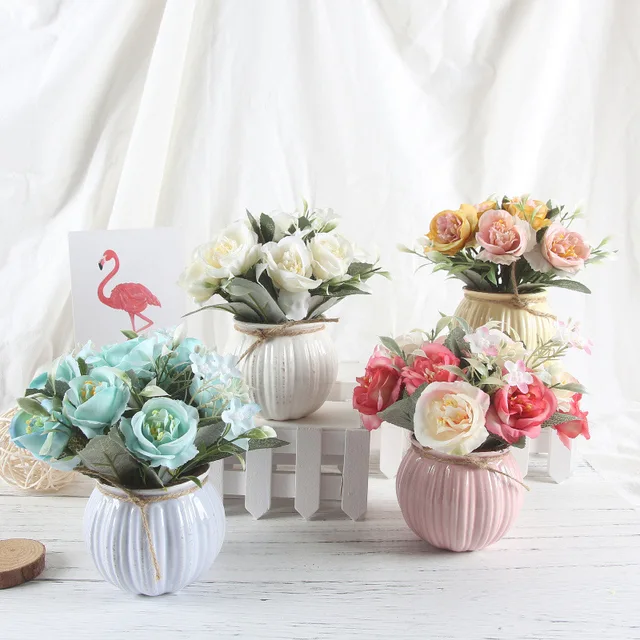 Zinmol Artificial Plants Decorative Flowers Pumpkin Fake Rose Bonsai Zinmol Artificial Plants Decorative Flowers Pumpkin Fake Rose Bonsai Silk Flower Home Decor 1
