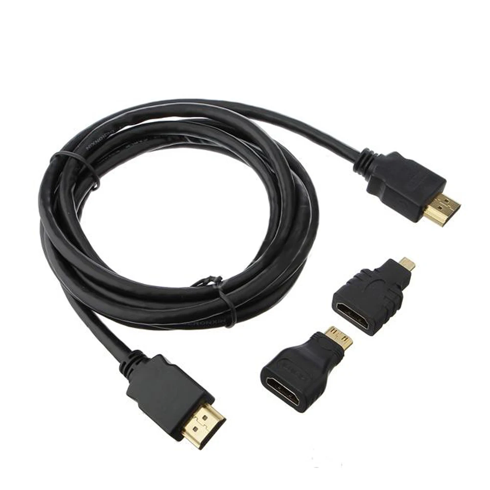 

New Style 3 in 1 HD HDMI to HDMI Cable+ Micro HDMI Adaptor+ Mini HDMI adapter