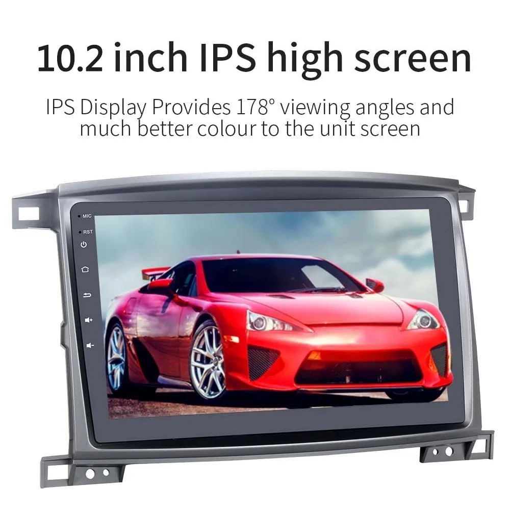 Clearance Dasaita 1 Din Car Radio Android 9.0 for Toyota LC 100 Land Cruiser 100 2003 GPS Navigation 10.2" IPS TouchScreen MP3 1080P Video 4
