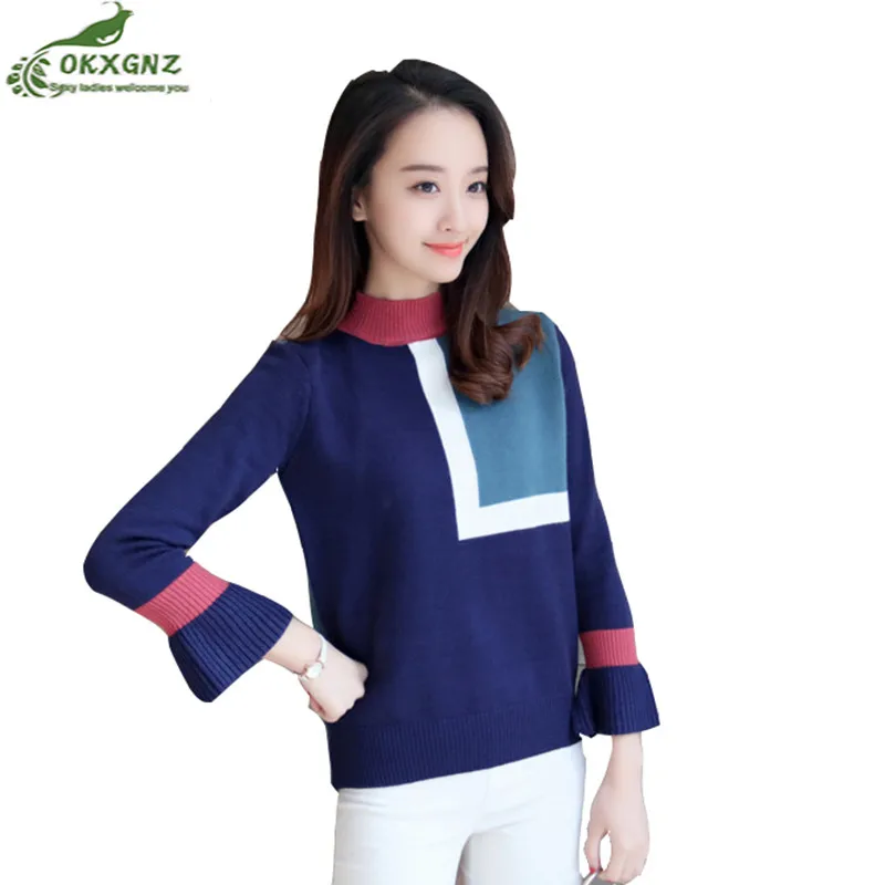 Осень зима свитер верхняя одежда новый корейский Тонкий шить хит цвет свитер свободной женщины свитер-пальто okxgnz af175