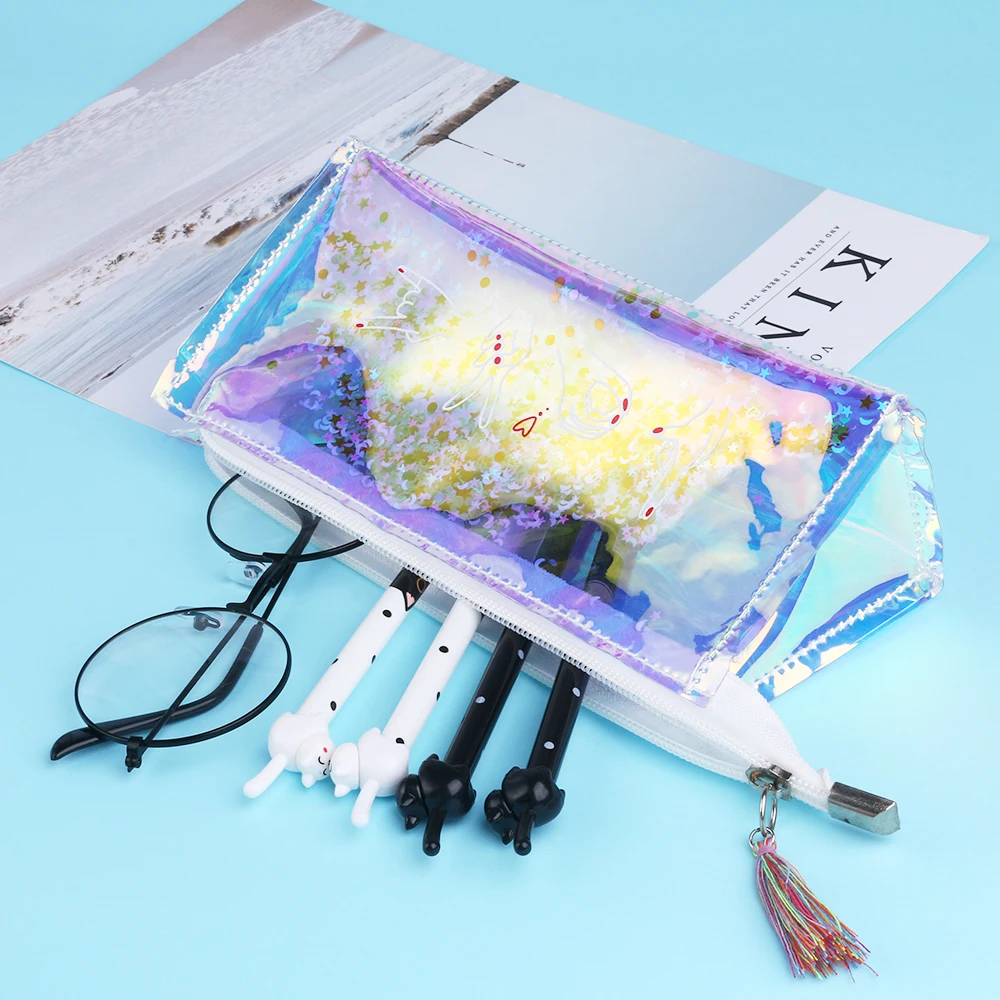 1PC NEW Fashion Laser Quicksand Sequins Pen Bag Cosmetic Bag Makeup Pouch Gesture Pencil Case Coin Purse Storage Holder