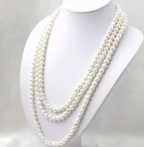 

Free shipping >>>>>>SUPER LONG 100 INCH 7-8MM WHITE AKOYA CULTURED PEARL NECKLACE GHSP-1