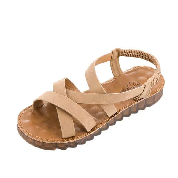 B- SAGACE женские босоножки Римские сандалии для Для женщин; Летняя обувь; женская обувь для пляжа; летние туфли на плоской подошве Босоножки Для женщин сандалии Mujer в римском стиле - Цвет: Brown