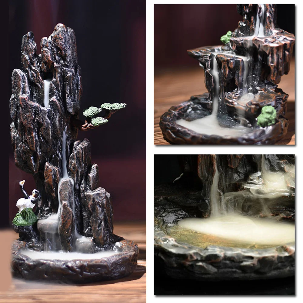 Billige Harz Berg Form Rauch Wasserfall Rückfluss Weihrauch Brenner Räuchergefäß Halter Decor Aromaofen Aromatischen Hause Büro Handwerk