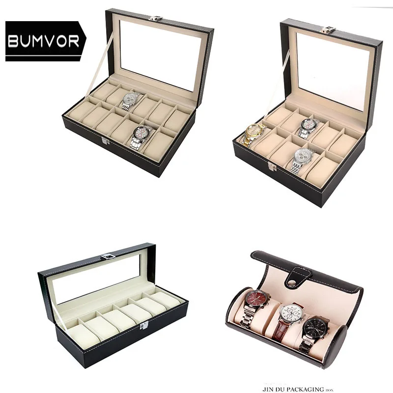 

New Fashion Portable Travel Watch Case 3 /6/10/12 Slots Grid Wristwatch Box Storage Travel Pouch Wristwatch Packaging Case