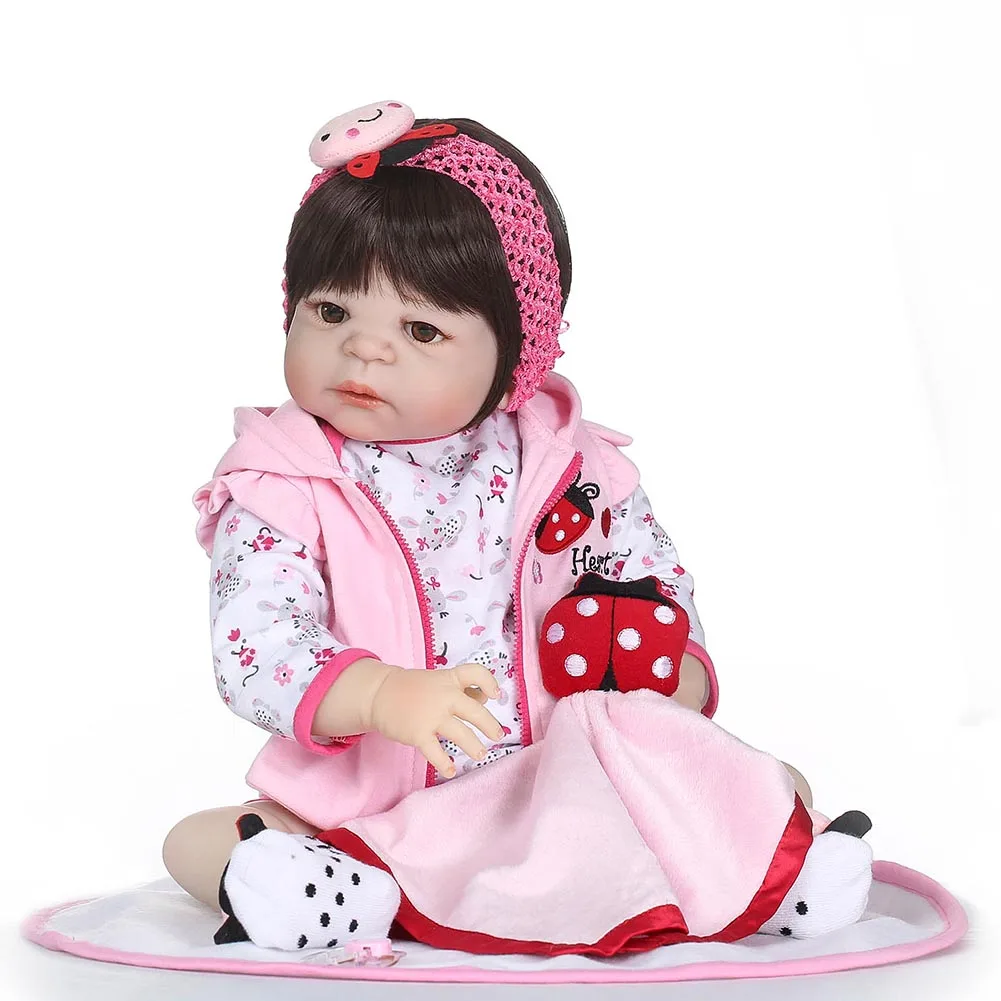 

56CM/22inch Vinyl Jointed Reborn Doll Lifelike Newborn Baby Toy for Kids Playmate Christmas Gift M09