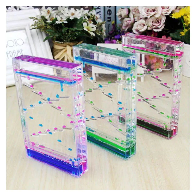 Tanie Akrylowy zegar z klepsydrą dwa kolory olej kropla drabina płynna kropla wody kreatywne ozdoby dekoracje do domu prezenty urodzinowe dla dzieci