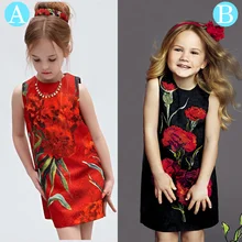 Girl dress Digital Floral Print Children Princess Dress 2016 Brand New Baby Girls Dress Sleeveless Kids