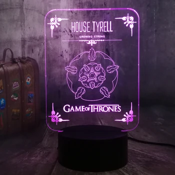 

Game of Thrones House Tyrell 3D Night Light A Song of Ice and Fire 7 Color Sleep Table Lamp Home Decor Holiday Movie Fans Gift