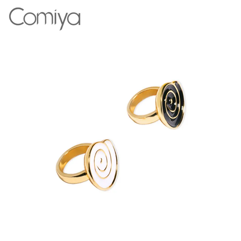 

Comiya Zinc Alloy Rings Mujer Round Enamel Charms Fashion Zinc Alloy Gold Color Ring Party Accessories Korean Bague Femme Bijoux