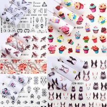 48 Design 1 pièces Eau Ongles Autocollants Géométriques Coucher de Soleil Style Ethnique Conceptions Curseurs Pour Décalques Pour Ongles bricolage Manucure(China)