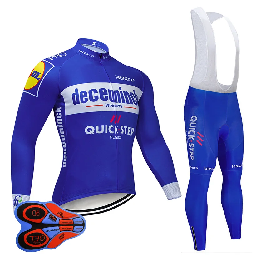 

4 Color 2019 Quick Step Cycling Jersey 9D Bib Set MTB Belgium Bicycle Clothing Quick-Dry Bike Clothes Men's Long Cycling Wear