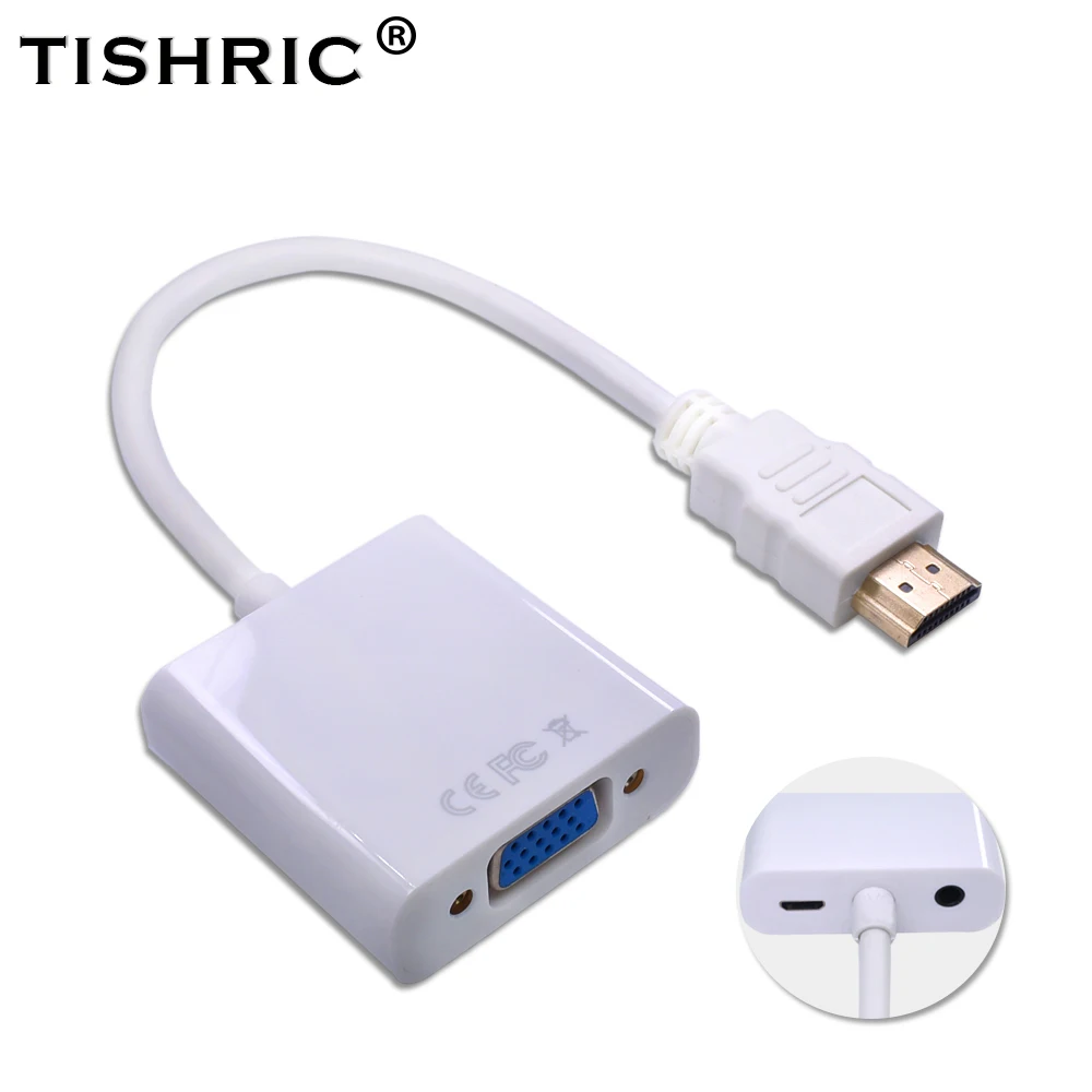 Кабель TISHRIC для HDMI в VGA с аудиоадаптером переходник типа Папа мама 1080P HDMI2VGA ПК