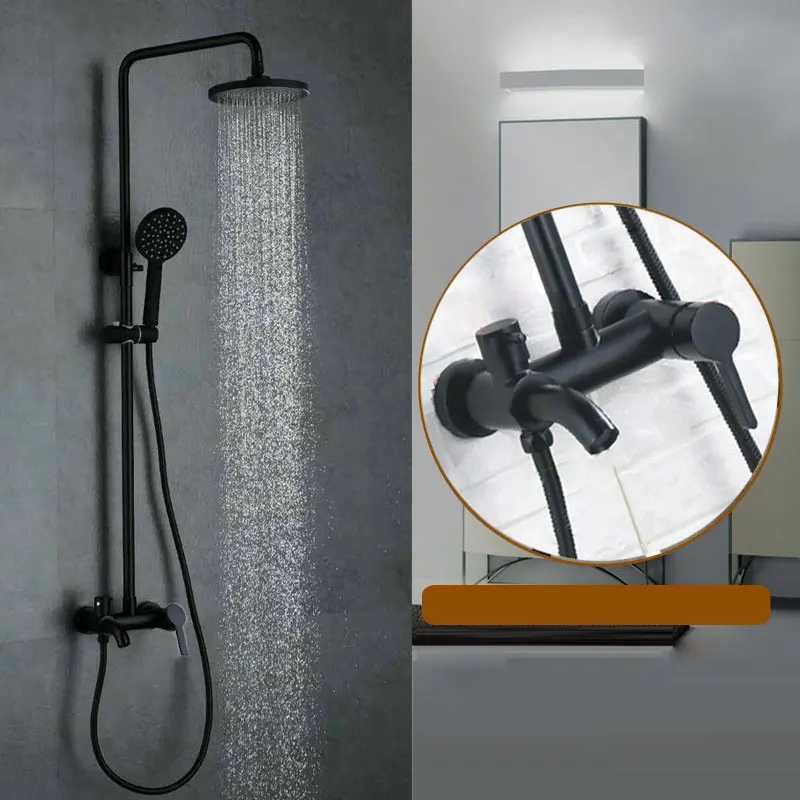 

Black shower set brass mixer tap single handle bathroom shower with round or square rainfall 0105