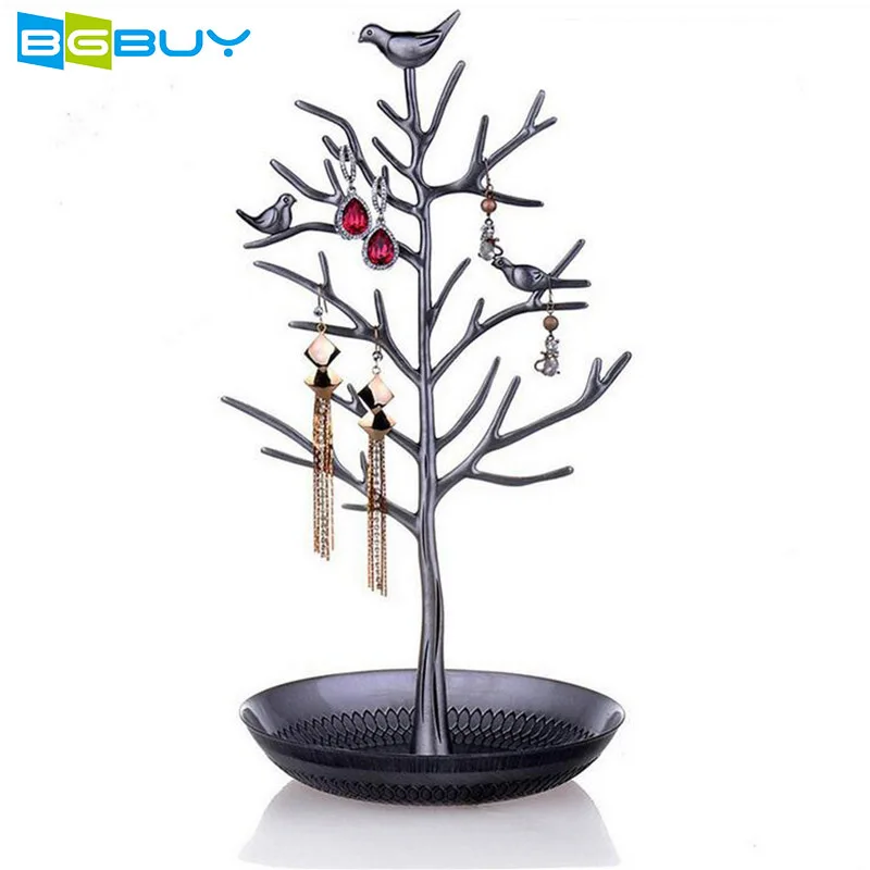 

Bird Pattern Earrings Necklace Ring Pendant Bracelet Jewelry Display Stand Tray Tree Storage Racks Organizer Holder Home Decor
