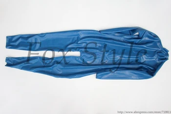 

Women 's latex catsuits for female with crotch zipper jumpsuits in blue color Real photo