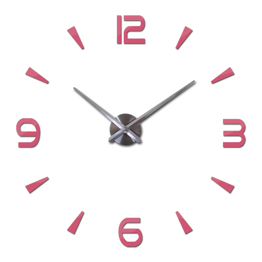 Новые Настенные часы кварцевые гостиная diy часы современный дизайн часы horloge Мураль акриловое зеркало 3d настенные наклейки - Цвет: Розовый