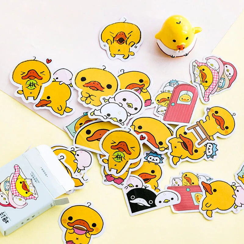 45pcs /box Yellow Duck Mini Decorative Stickers Scrapbooking DIY Diary Album Stick Label Decor Student Supply