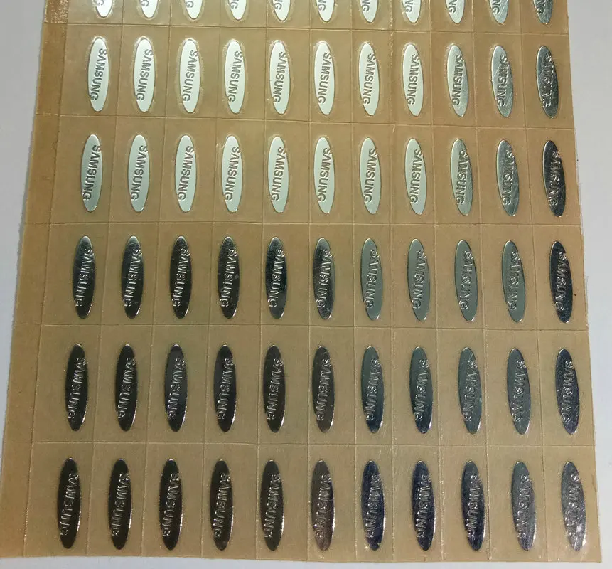 

Free shipping 9.3X1.5cm 10pcs / lot Silver Samsung logo metal paste Samsung galaxy S3 s4 s5 metal stickers Samsung logo