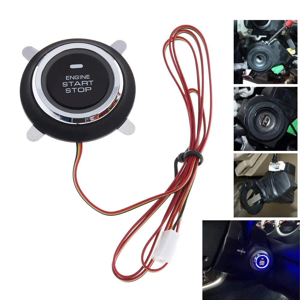 Ceny BANVIE skórzany na klucze auto alarm samochodowy silnika przycisk start stop zamek rfid wyłącznik zapłonu system dostępu bezkluczykowy Anti theft