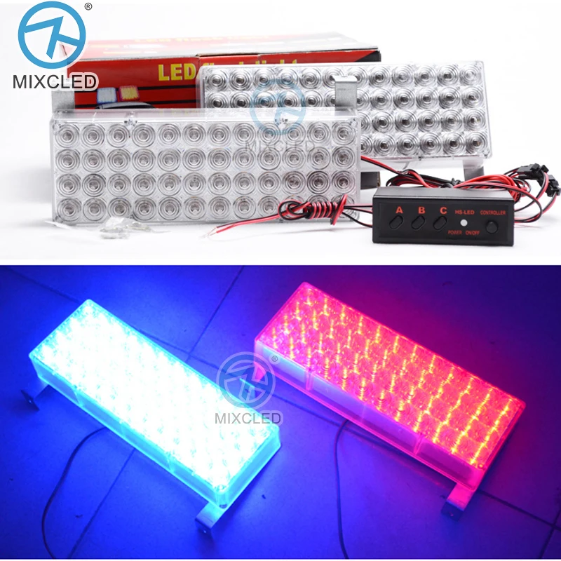 

2x48led LED Ambulance Strobe light Red and Blue Car Emergency Flash Light 12v led Daytime running light led Warning light