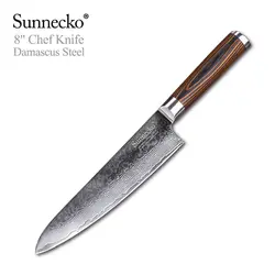SUNNECKO 8 "дюймовый шеф-повара Кухня Ножи японский VG10 Дамаск Сталь чётко Одежда высшего качества лезвие режущие инструменты Цвет деревянной