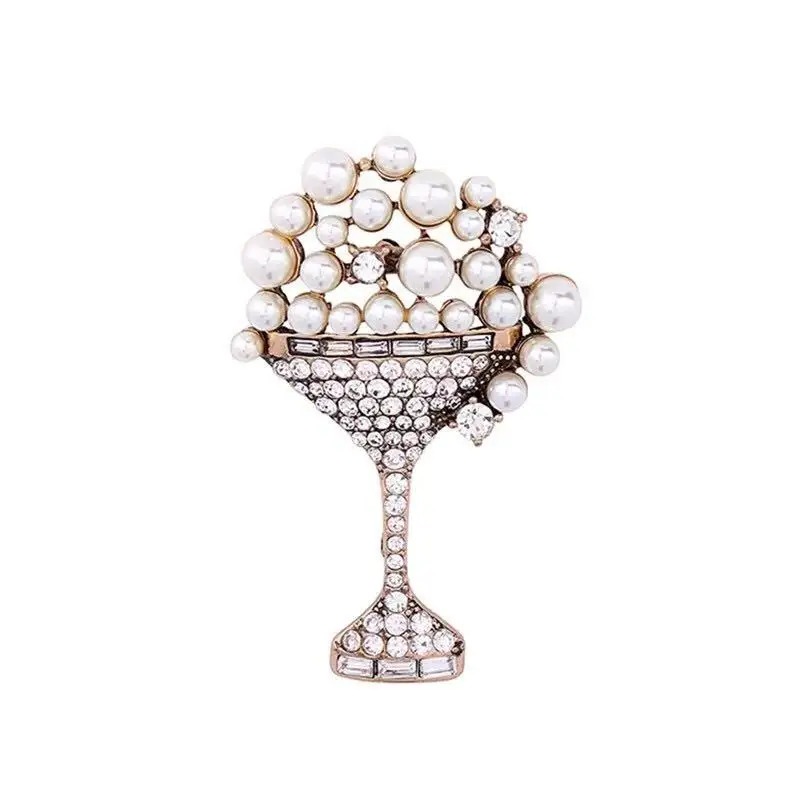 High Quality Pearl Brooches Vintage Wine glass brooch pins Fashion ...