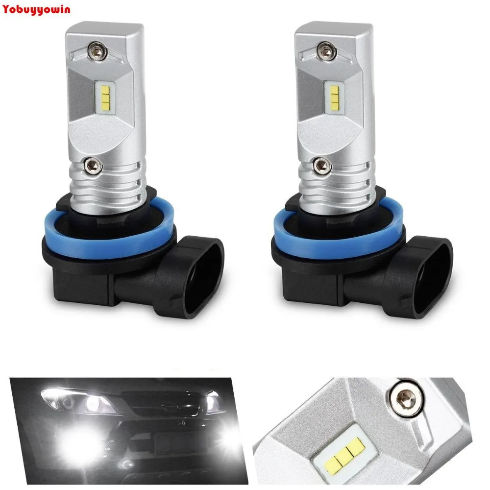 

2*H8 H11 DRL Led Fog light Bulbs,Ultra Upgrade SEOUL CSP Chipset 1600LM 6000K 12V-24V Replacement Headlight Bulb White