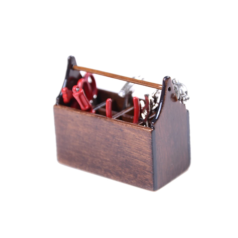 Furniture Toys 1/12 Dollhouse Miniature Wooden Toolbox with Metal Tools Set Repair Kits Decoration for Doll House Accessories Furniture Toys 1/12 Dollhouse Miniature Wooden Toolbox with Metal Tools Set Repair Kits Decoration for Doll House Accessories