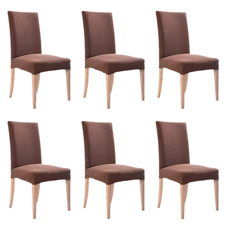 

6PCS Dining Chair Cover Stretch Jacquard Polyester Spandex Fabric Dining Chair Covers Removable Washable Chair Slipcovers (Pac
