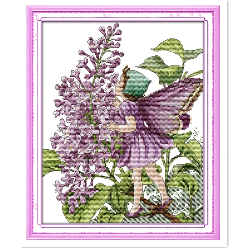 

oneroom Lilac Fairy Needlework DIY Set Embroidery Cross Set Cross stitch kit Home Decor Painting Chinese Counted