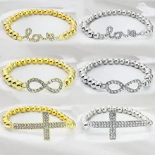 HOMOD Jesus Christian Cross Infinity Love Rhinestones Bracelet Womens Mens Cross Bracelets Silver Charm Girl Bracelet cool stylish i love jesus bracelet brown