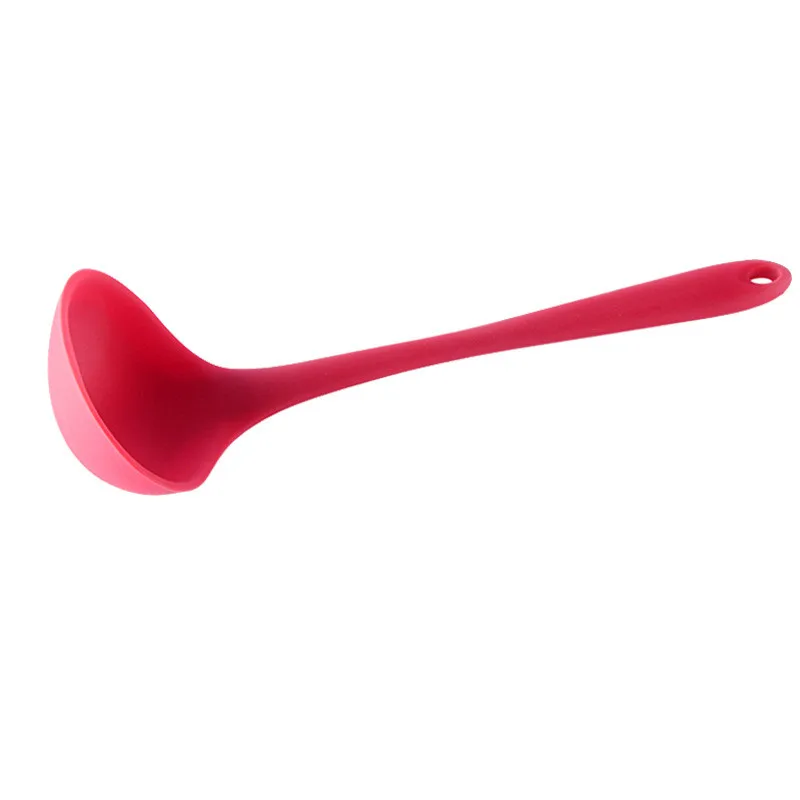 Антипригарная прочная кулинарная суповая Ложка силиконовая ложка каша ложка, кухонная посуда термостойкая ручка кухонная утварь для выпечки 29 - Цвет: red spoon