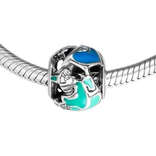 Подходит для Пандора шармы браслеты Аврора Фея Шарм «крёстная мама» с смешанной эмалью стерлингового серебра 925 пробы-ювелирные изделия