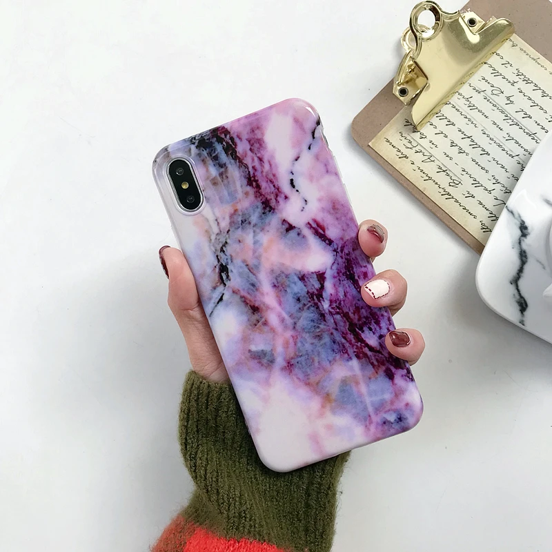 الرخام حالة على ل كوكه iphone 7 XS ماكس حالة لينة TPU الغلاف الخلفي ل iphone 6 6 S 7 8 زائد iphone X XR حالة غطاء جراب هاتف