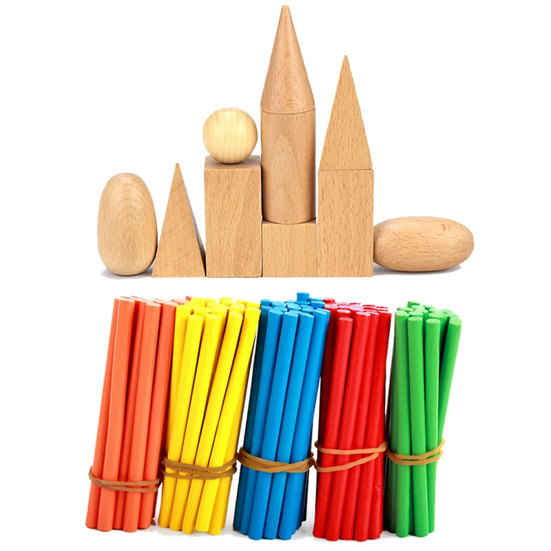 

Geometric Solids 3-D Shapes Montessori Educational Wooden Toys Children Math Learning Teaching Aids Kids Puzzle Geometry Blocks