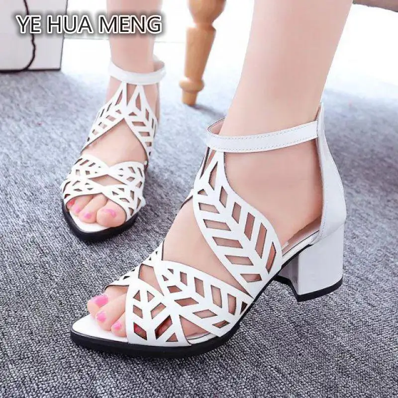 Fisch Neue Sandalen Heels weiß Fashion Cut Schwarzes Komfortable Mund Sandalen Skid out Und p44tqw