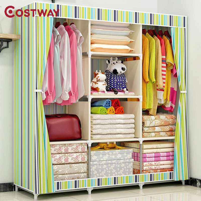 COSTWAY القماش خزانة للملابس النسيج للطي المحمولة خزانة خزانة غرفة نوم المنزل الأثاث armario ropero muebles COSTWAY القماش خزانة للملابس النسيج للطي المحمولة خزانة خزانة غرفة نوم المنزل الأثاث armario ropero muebles