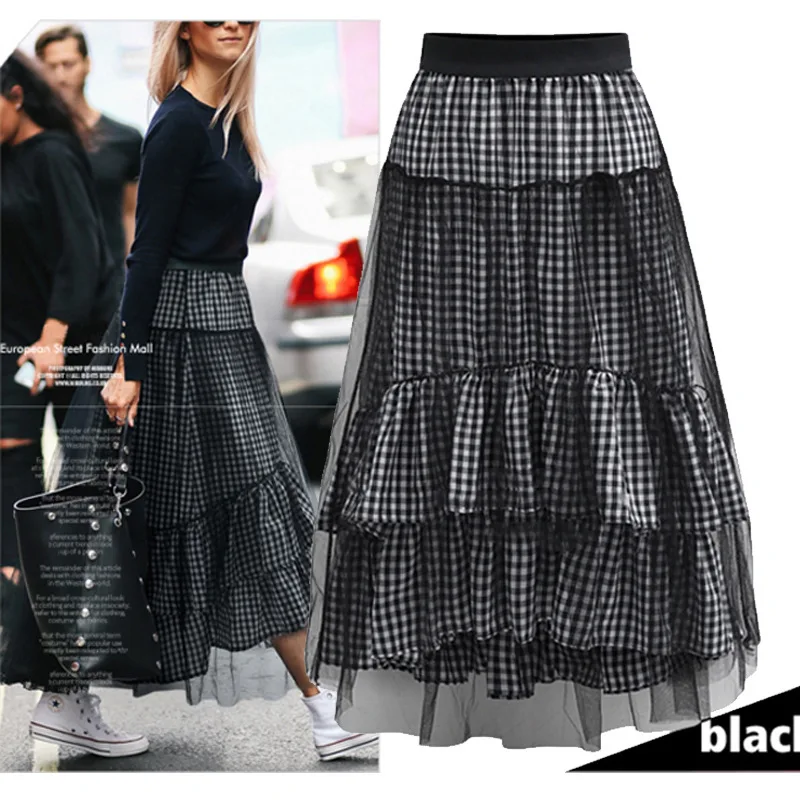 Клетчатая юбка в складку вельветовые длинные юбки с высокой талией женские макси юбки женская школьная юбка пляжные женские юбки