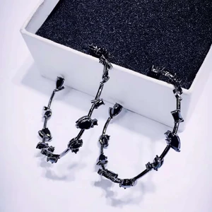 Black Gun Plated Be8 абсолютно новая мода высокое качество кубический цирконий цветок круглой формы серьги-кольца для женщин высококачественные ювелирные изделия вечерние подарки E-272 - Окраска металла: Black Gun Plated