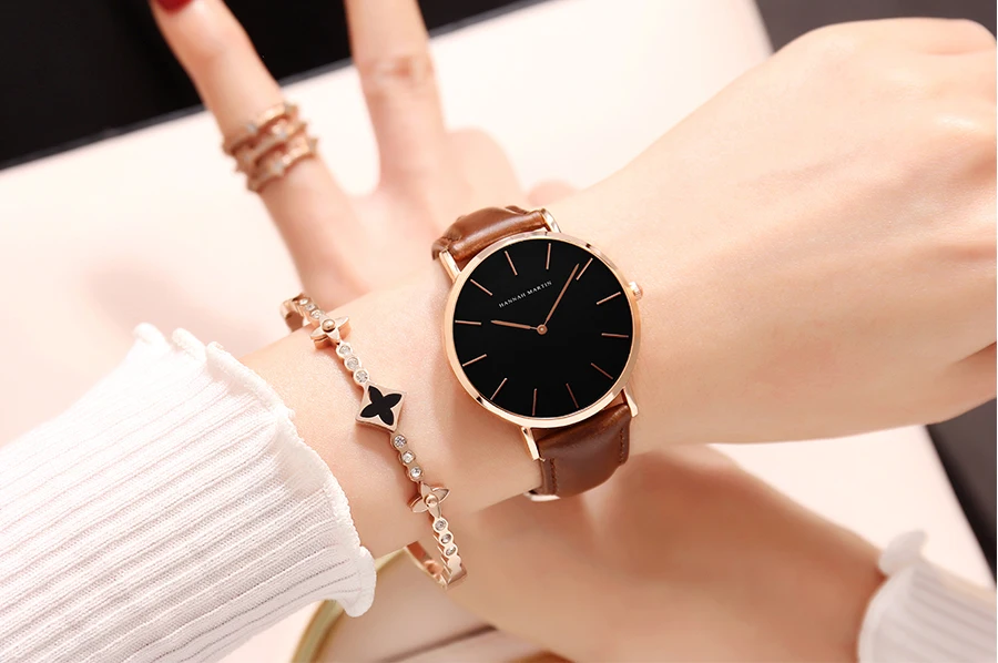 2018 Ханна Мартин бренда модные простые Японии кварцевые часы кожаный ремешок нейлон часы Для женщин Аналоговый Водонепроницаемый наручные