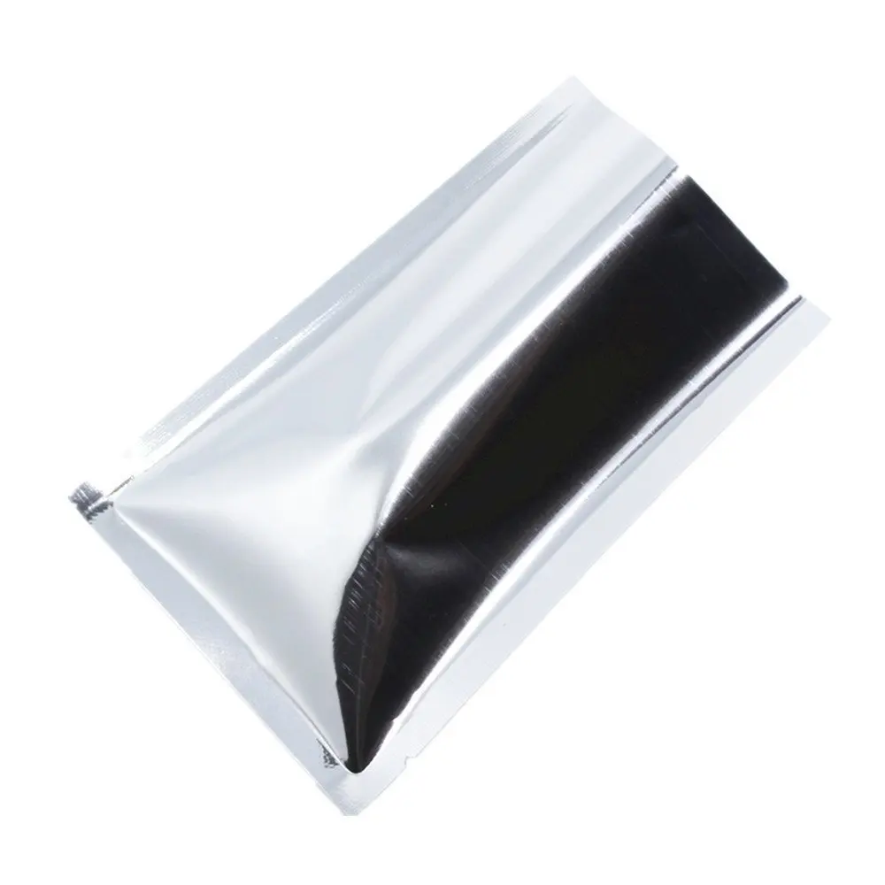 Плоская открытая верхняя алюминиевая сумка для упаковки из фольги, термогерметичная вакуумная пищевая сумка, кофейная пудра, посылка, майларовая сумка, 200 шт./лот