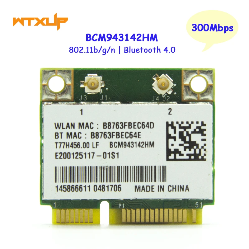lan card Broadcom BCM943142HM BCM943142 150Mbps Mini PCI-E Wireless Wlan Card 802.11b/g/n WIFI Bluetooth 4.0 PC Adapter wifi card