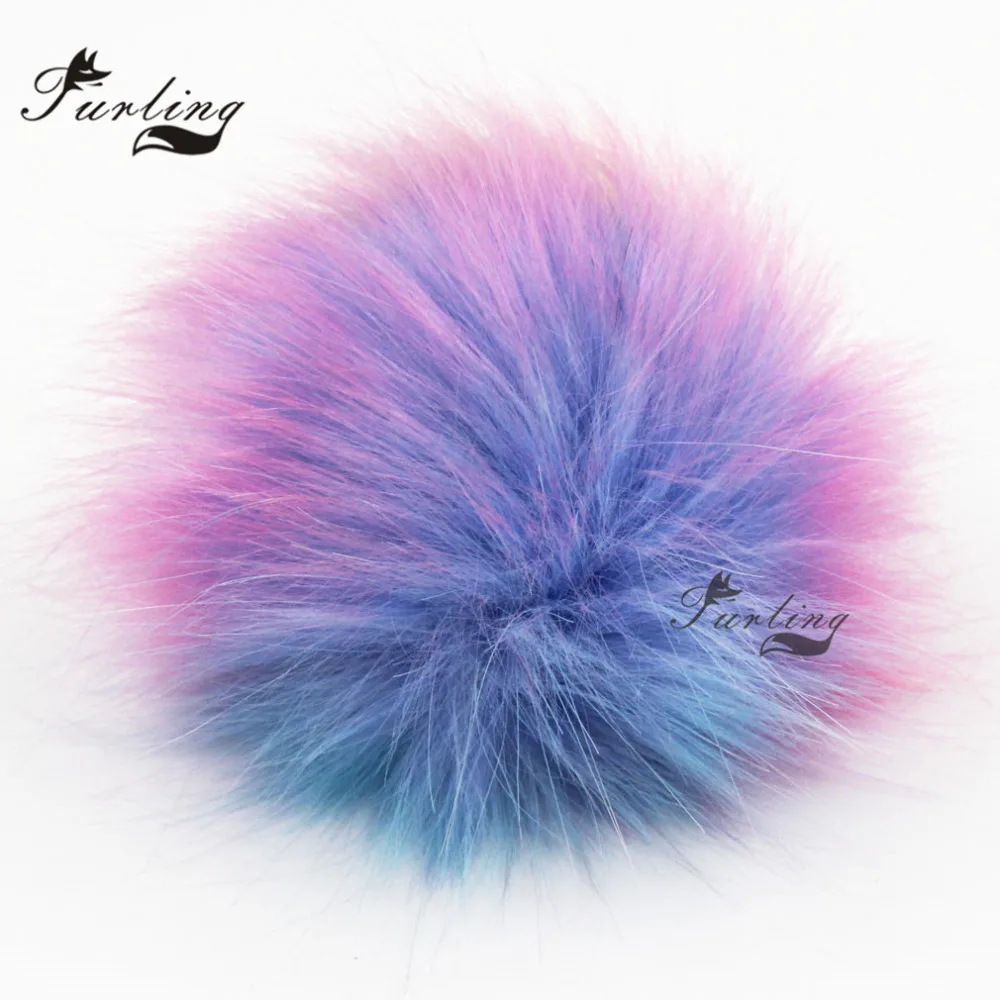

Furling DIY 10cm Large Multicolored Faux Fox Fur Fluffy Pom Pom Ball for Handbag Pendant Charm Key Chain DIY Cap Accessories