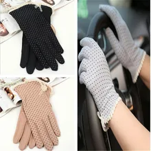 Новое поступление 1 пара Для женщин хлопчатобумажные перчатки защита от солнечных лучей, не скользят, женские перчатки, перчатки с защитой uv
