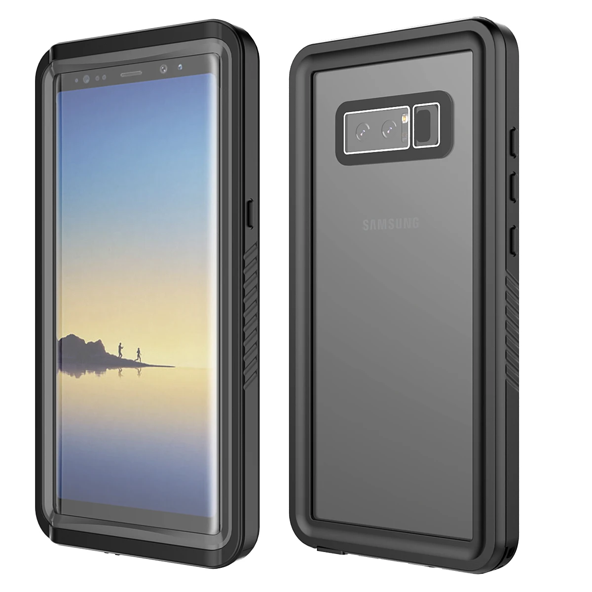 Waterproof mobile phone cases For Samsung Galaxy Note 8 Case Transparent full protect Dustproof Fitted Case For Galaxy Note 8 - Цвет: black